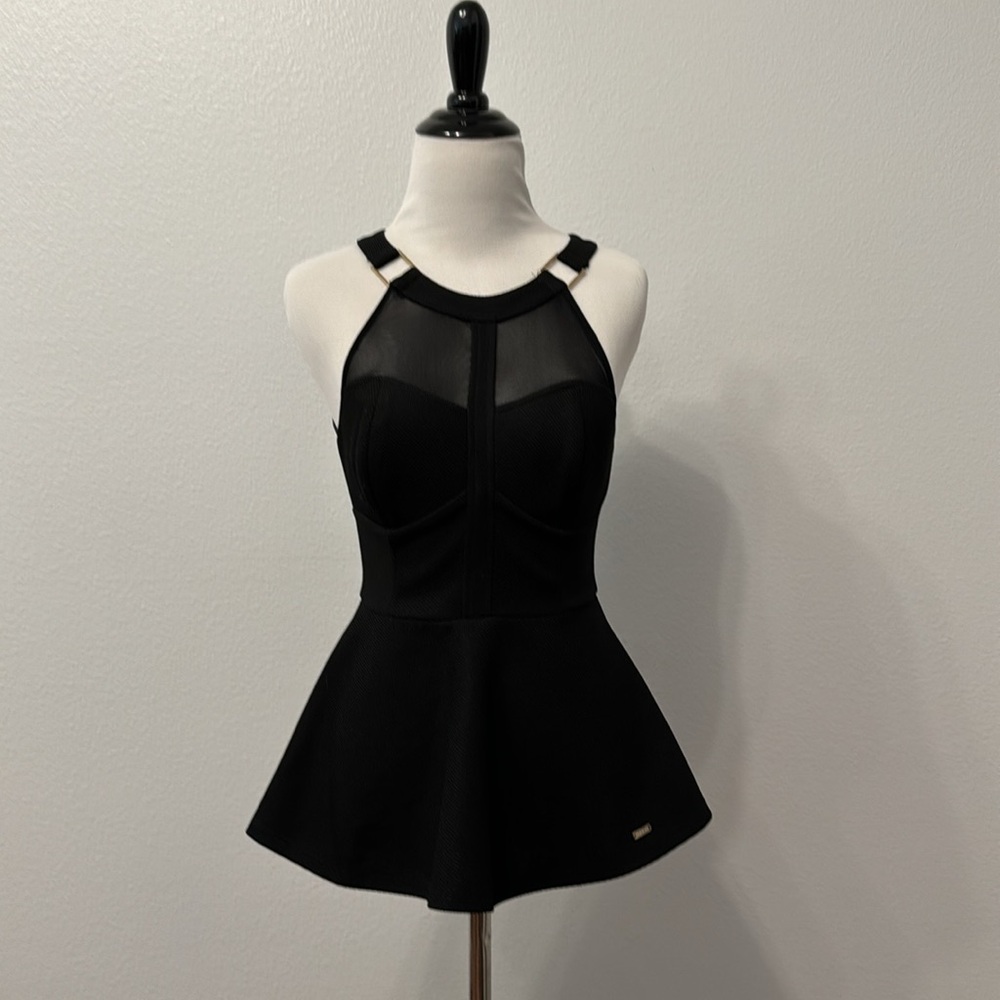 XS Bebe Black Peplum Top